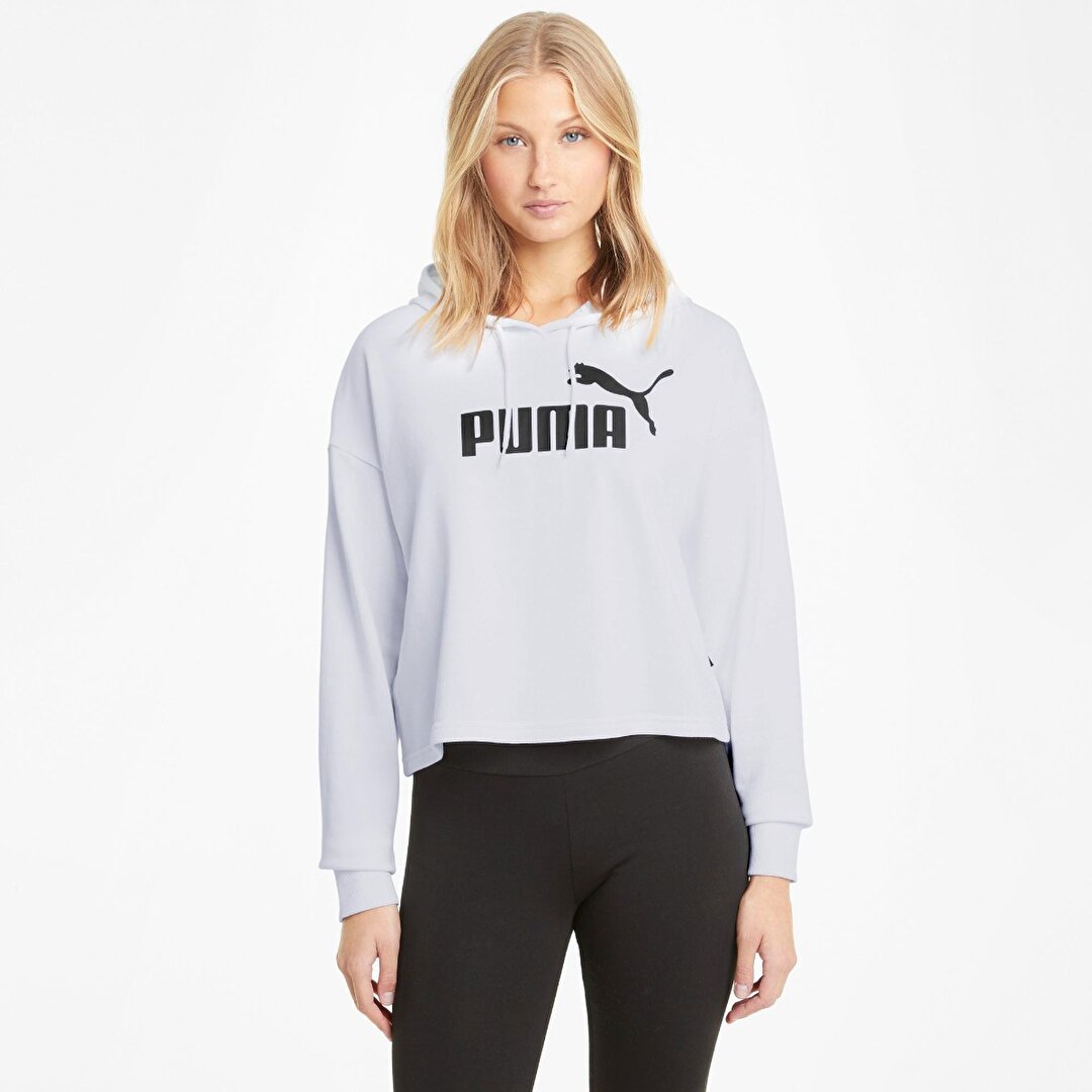 Puma Cropped Logo Tr Kad n Beyaz Kapu onlu Sweatshirt