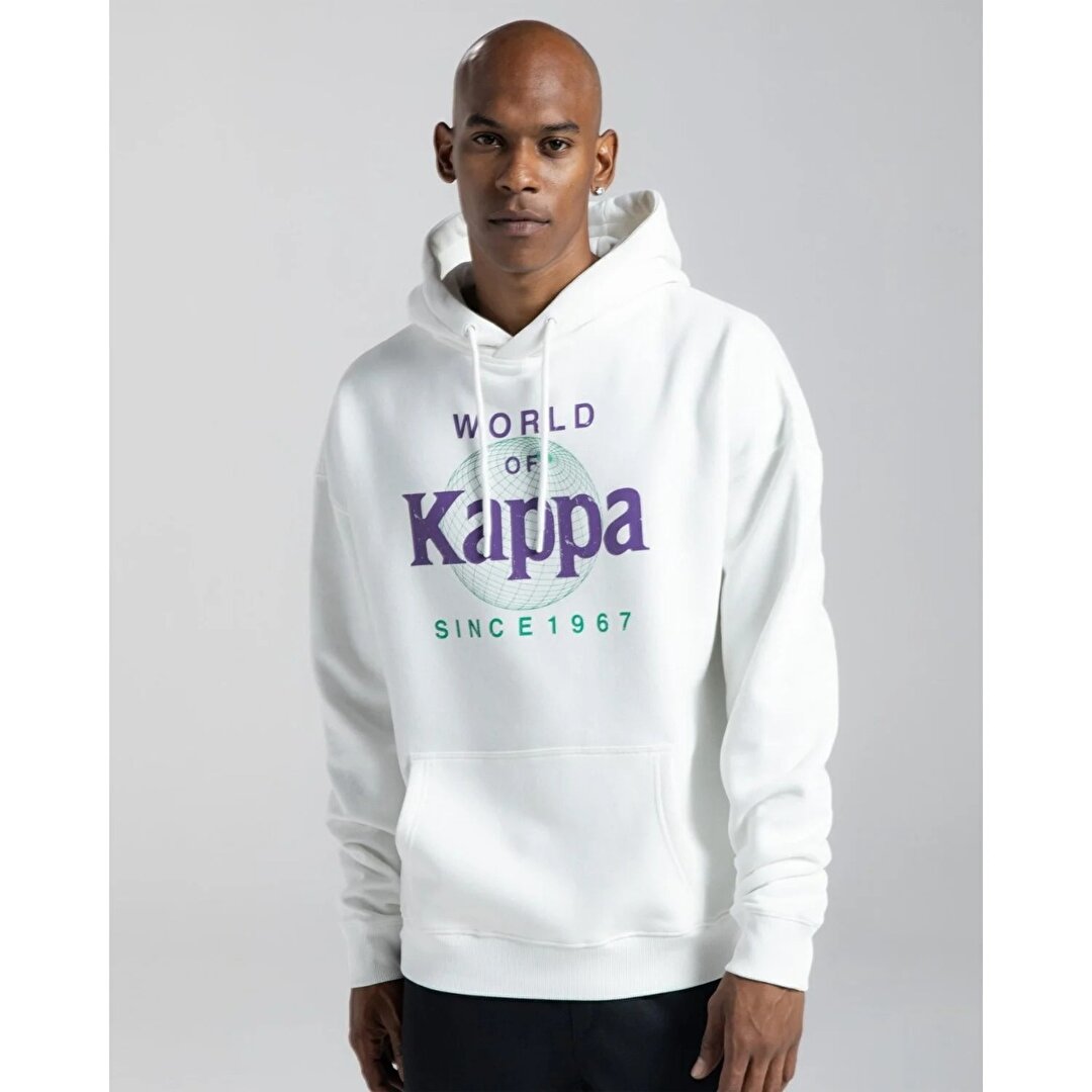 Kappa Authentic Ageo Erkek Beyaz Kapüşonlu Sweatshirt - 1