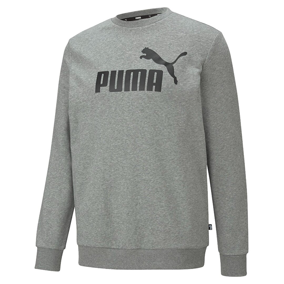 Puma Essential Big Logo Erkek Gri Yuvarlak Yaka Sweatshirt