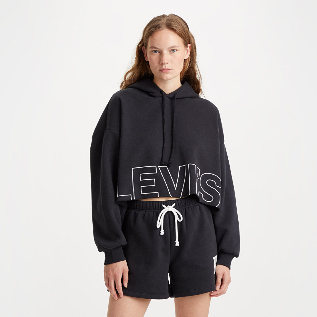 Levi s Graphic Crop Prism Kad n Siyah Kapu onlu Hoodie