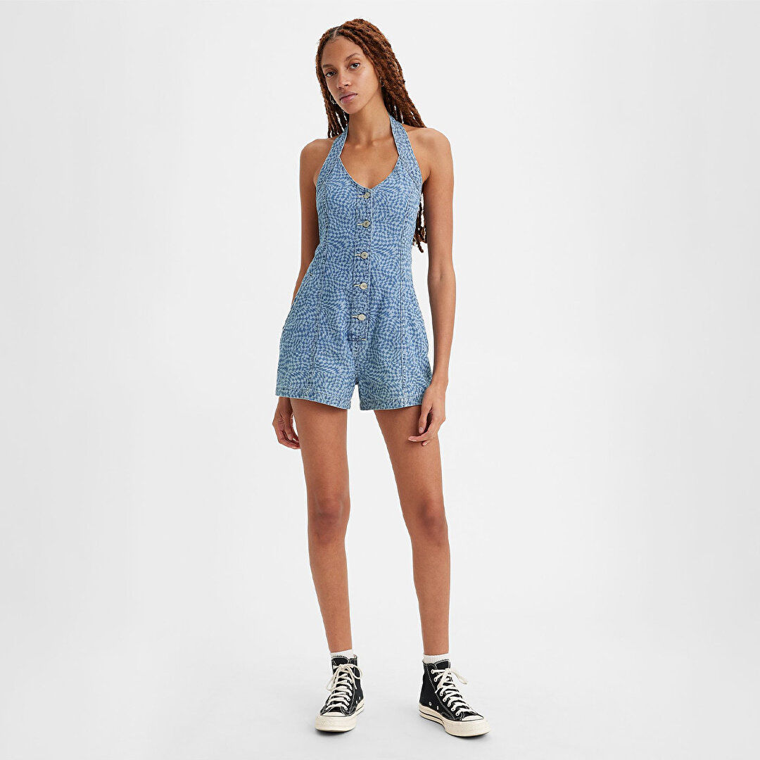 Levi's Faris Denim Romper Kadın Mavi V Yaka Tulum - 1