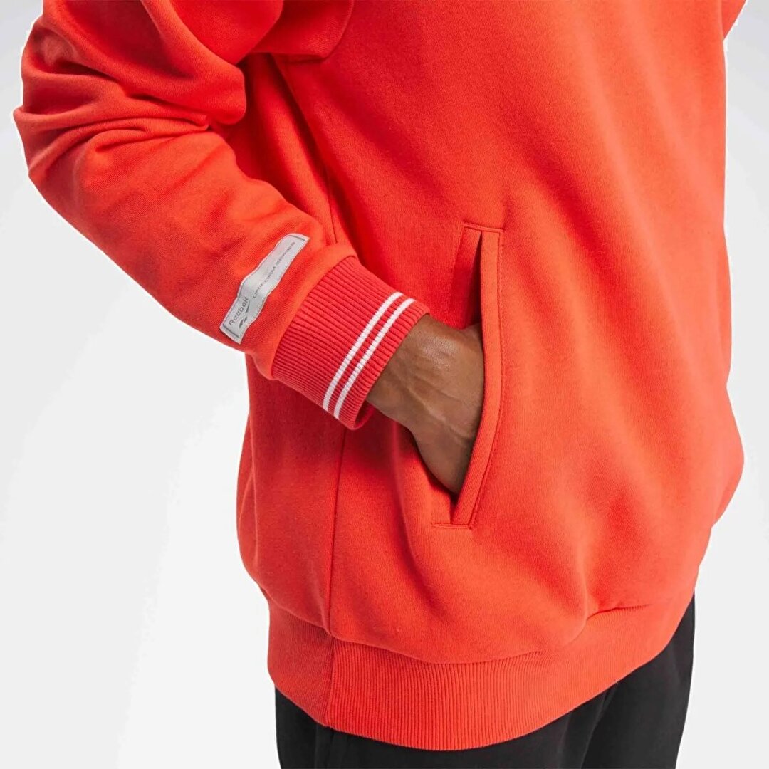 Reebok Classics Uniform Erkek Turuncu Kapu onlu Sweatshirt