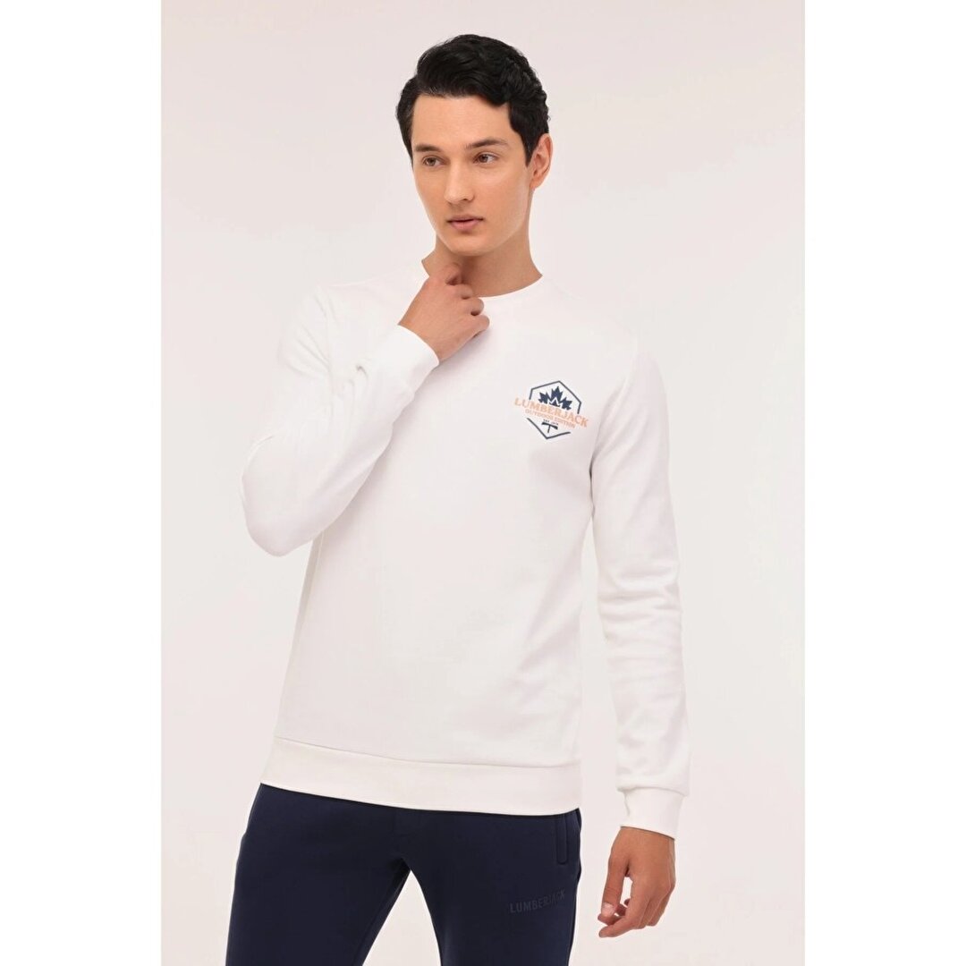 Lumberjack Terry Erkek Ekru Yuvarlak Yaka Sweatshirt - 1