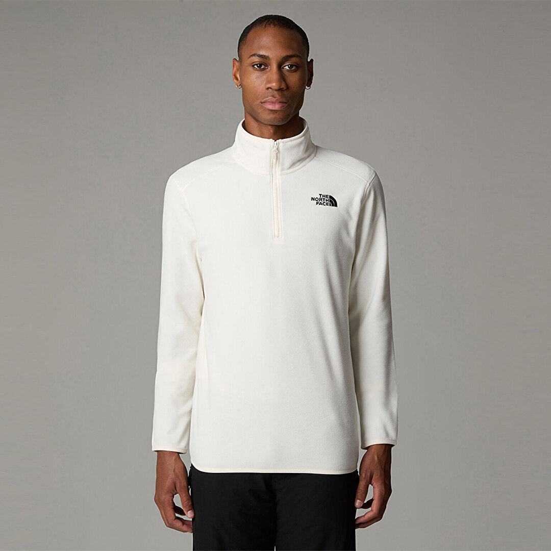 The North Face 100 Glacier 1/4 Zip Erkek Beyaz Dik Yaka Sweatshirt -1