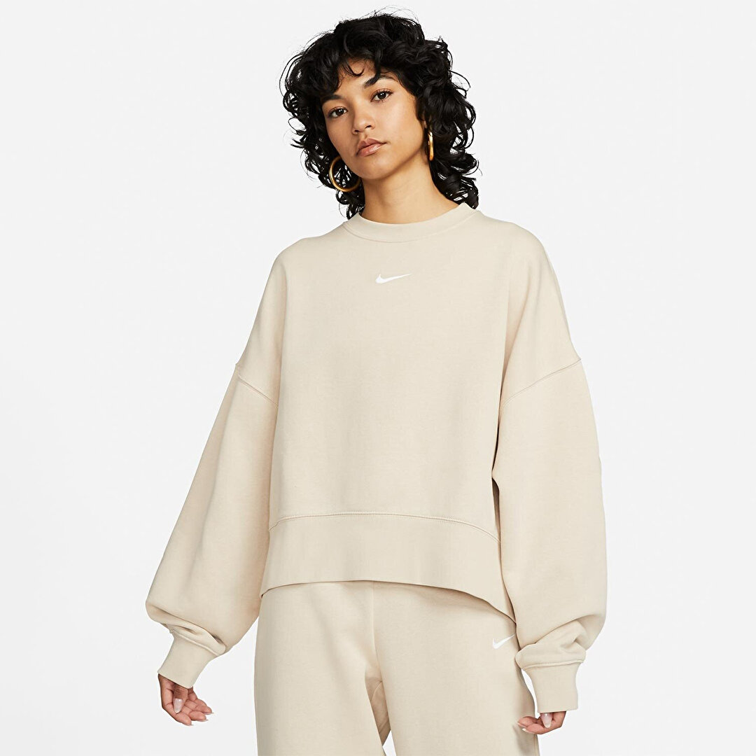 Nike Sportswear Collection Essentials Kad n Bej Yuvarlak Yaka Sweatshirt DJ7665 126 Sporthink