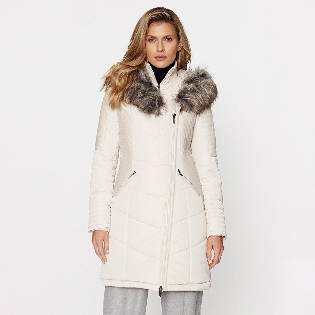 Only linette fur hood coat best sale