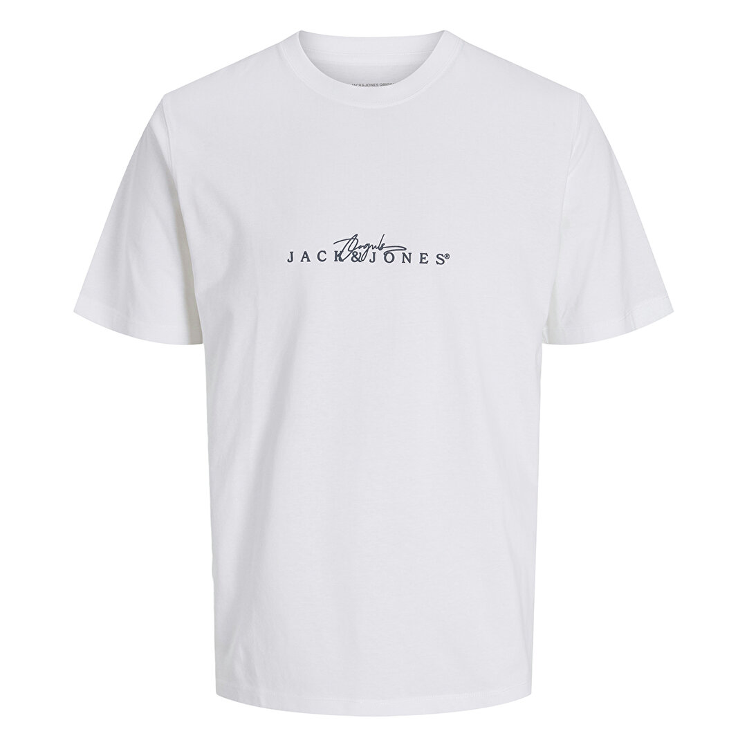 Jack&Jones Varenna Branding Crew Neck Erkek Beyaz Yuvarlak Yaka Tişört - 1