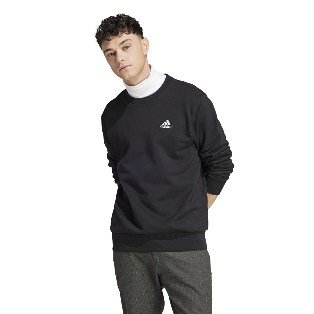 adidas Essentials Fency Terry Erkek Siyah Yuvarlak Yaka Sweatshirt - 1