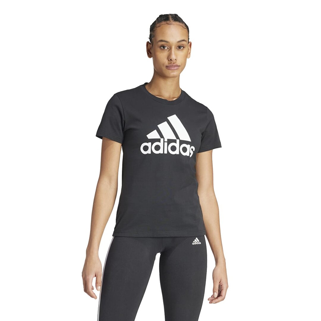 adidas W Bl T Kadın Siyah Baskılı Bisiklet Yaka Tişört - 1