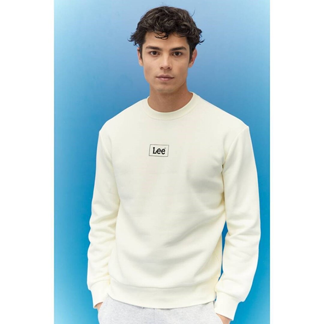 Lee Erkek Ekru Bisiklet Yaka Sweatshirt