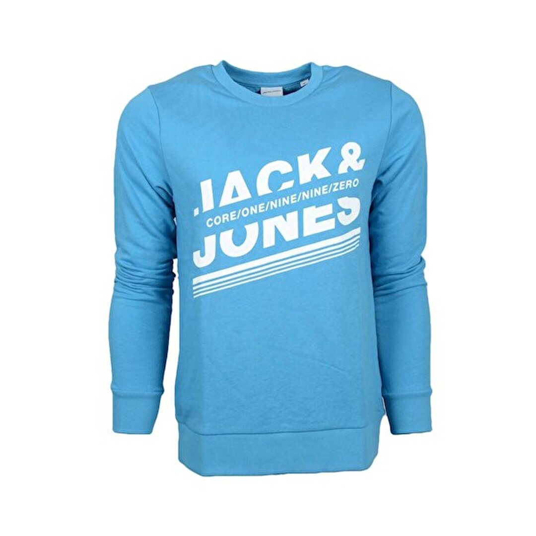 Jack Jones Hillox Erkek Mavi Bisiklet Yaka Sweatshirt 12180191 BLU Sporthink