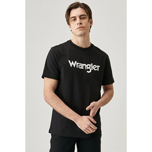 Wrangler Logo Erkek Siyah Bisiklet Yaka Tişört