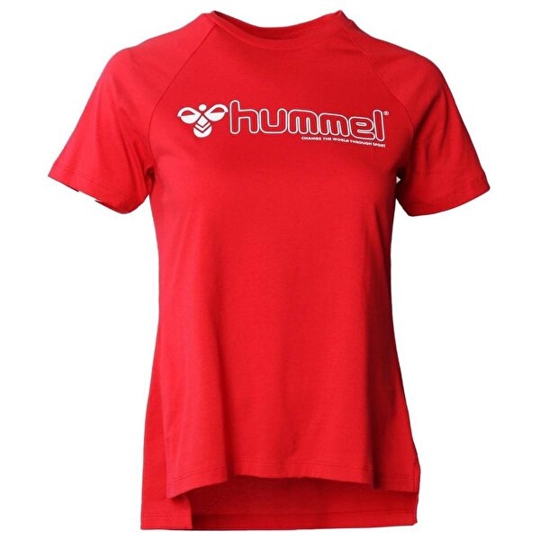 Hummel T-Noni 2.0 Kadın Kırmızı Baskılı Bisiklet Yaka Tişört