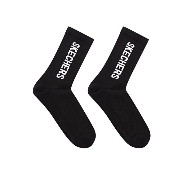 Skechers Crew Cut Rib Cuff Branded 2 Pack Siyah Soket Çorap