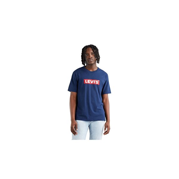 Levi's Relaxed Fit Erkek Lacivert Baskılı Bisiklet Yaka Tişört